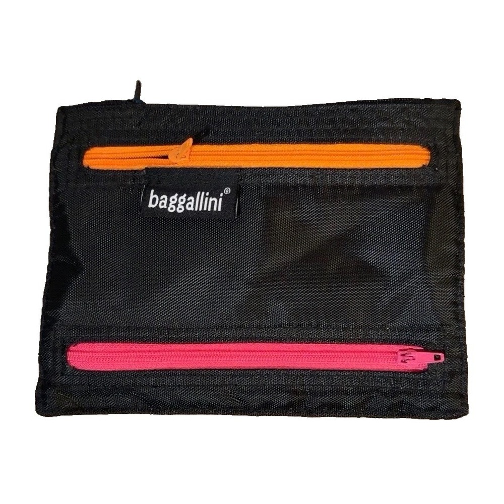 Baggallini Multi Zip Travel Organizer Pouch Black Nylon Color Coded Zippers